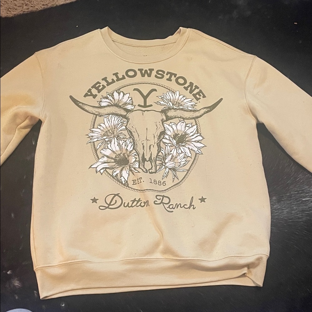 Yellowstone Dutton Ranch Cream Crewneck Sweater